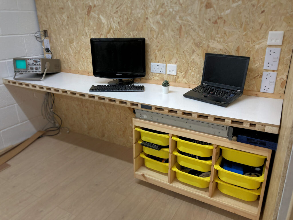 A freshly installed workbench at the Makerspace